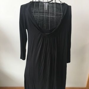 black cowl neck empire waist dress size L